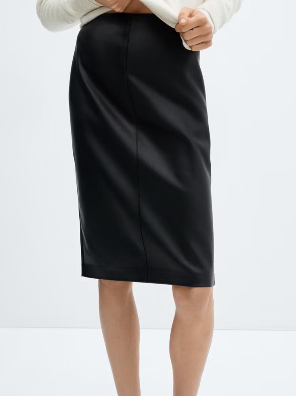 Mango Black Faux Leather Pencil Skirt with Tag LEATHER-EFFECT PENCIL SKIRT 0463